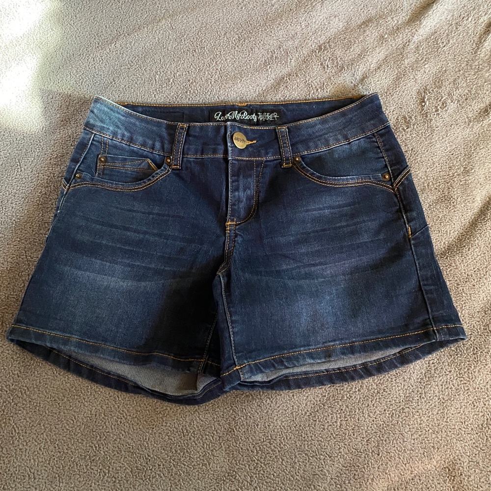 Darker wash jean shorts
